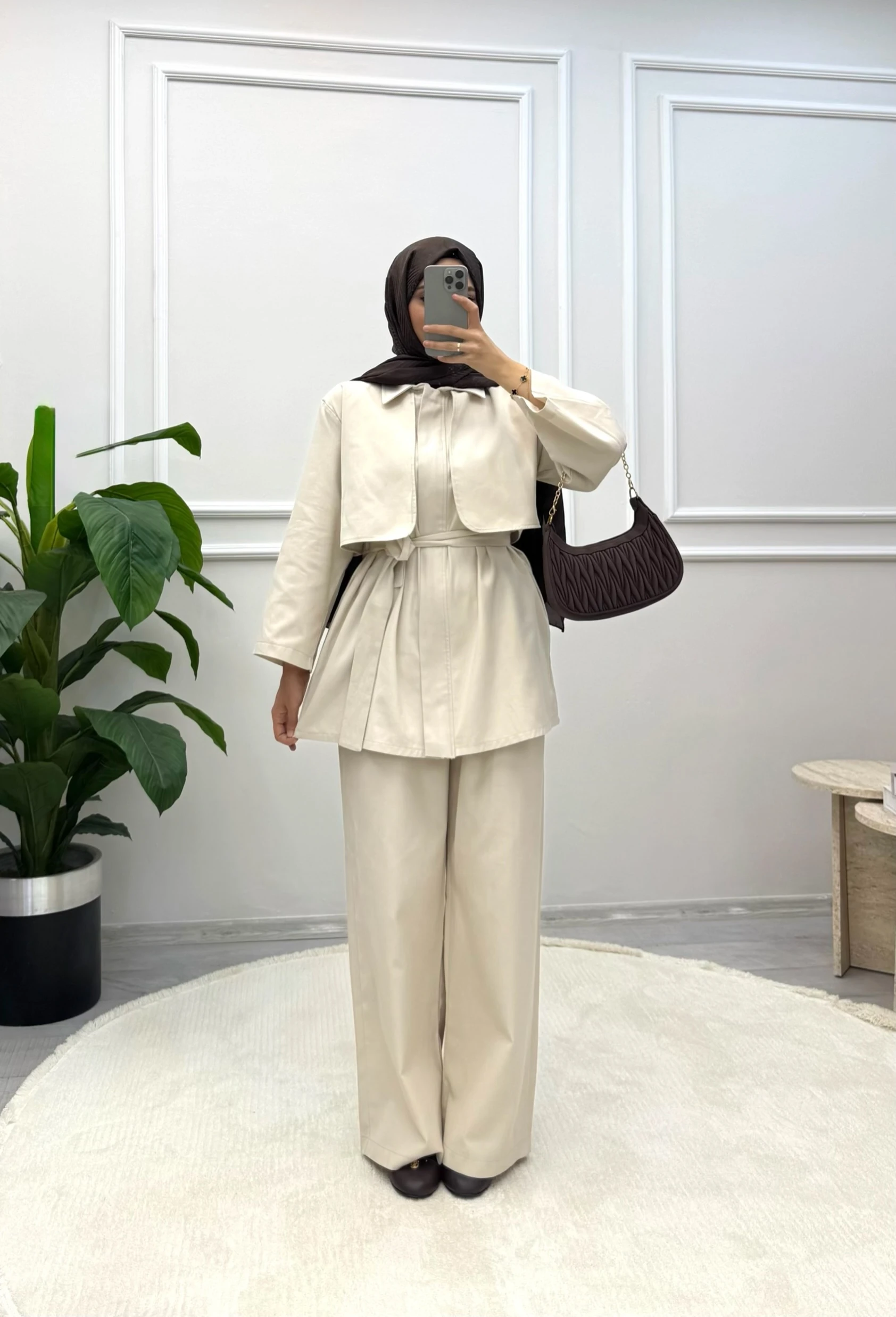 Sedef Gabardin Fermuarlı İkili Takım