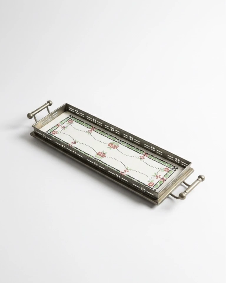 Art Nouveau El Boyama Porselen Tepsi