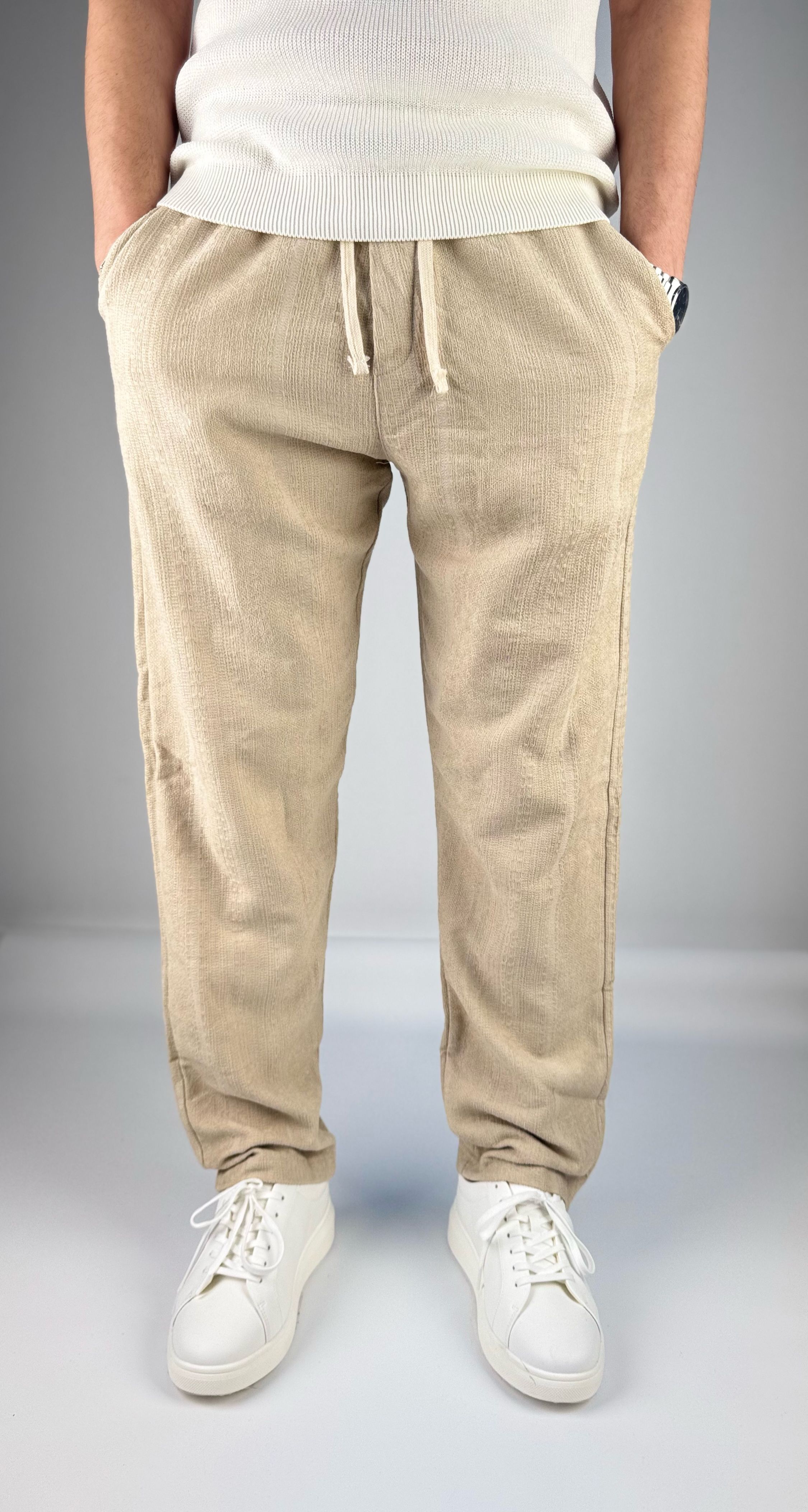 Desenli Baggy Model Bej Eşofman