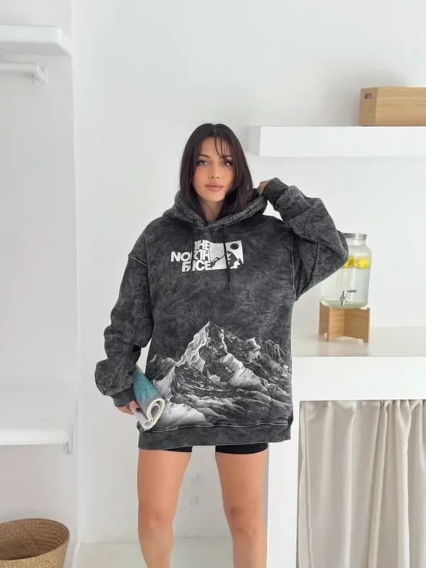Vintage Nf Üç İplik Oversize Kapşonlu Sweat