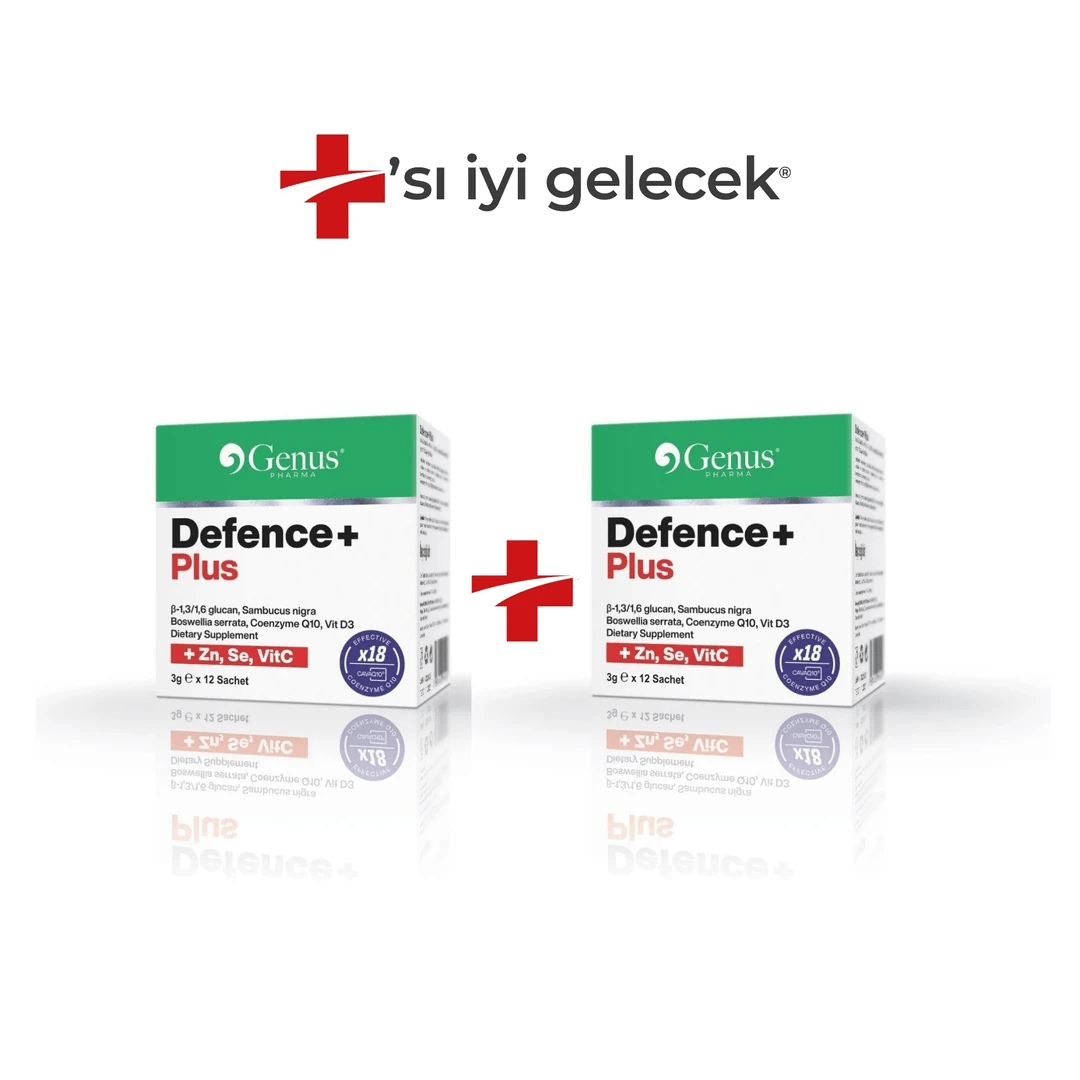 Defence+ Plus Beta Glukan, Kara Mürver, Akgünlük, Koenzim Q10 ve Vitamin D3 İçeren Takviye Edici Gıda - Defence+ Plus İkili %35 Avantaj