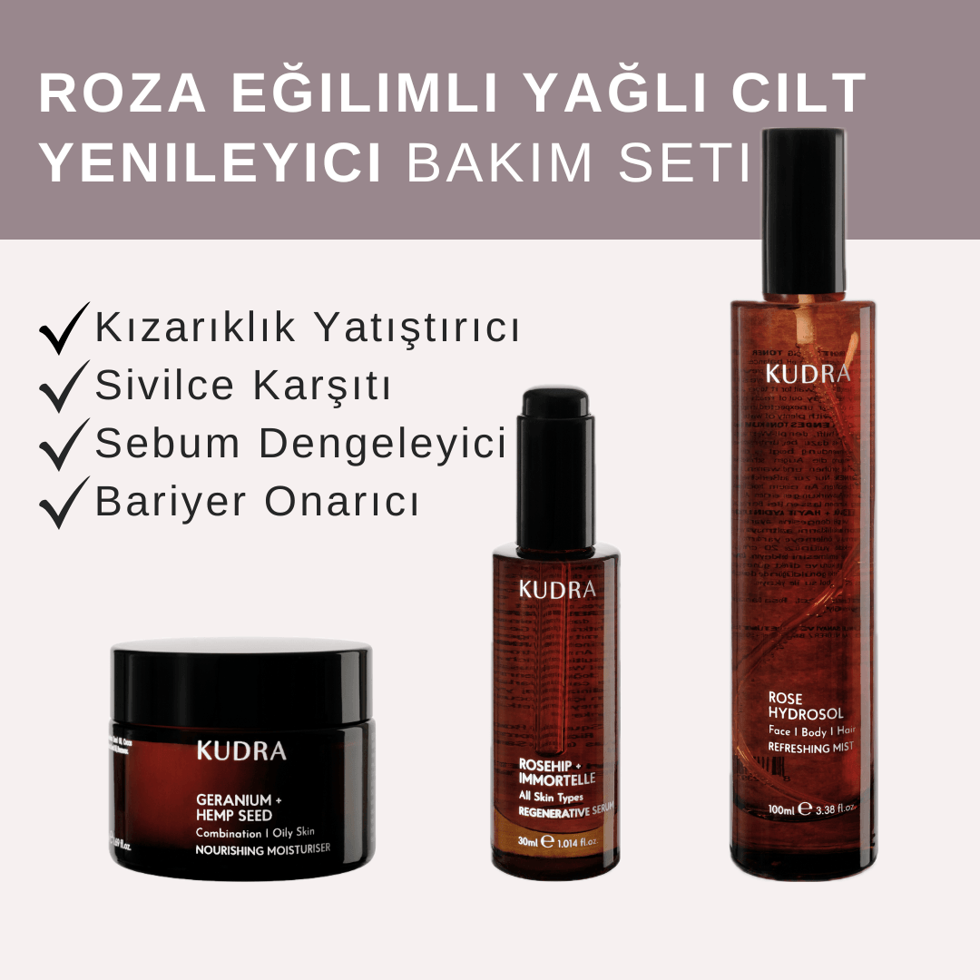 Roza Eğilimli Yağlı Cilt Yenileyici Bakım Seti