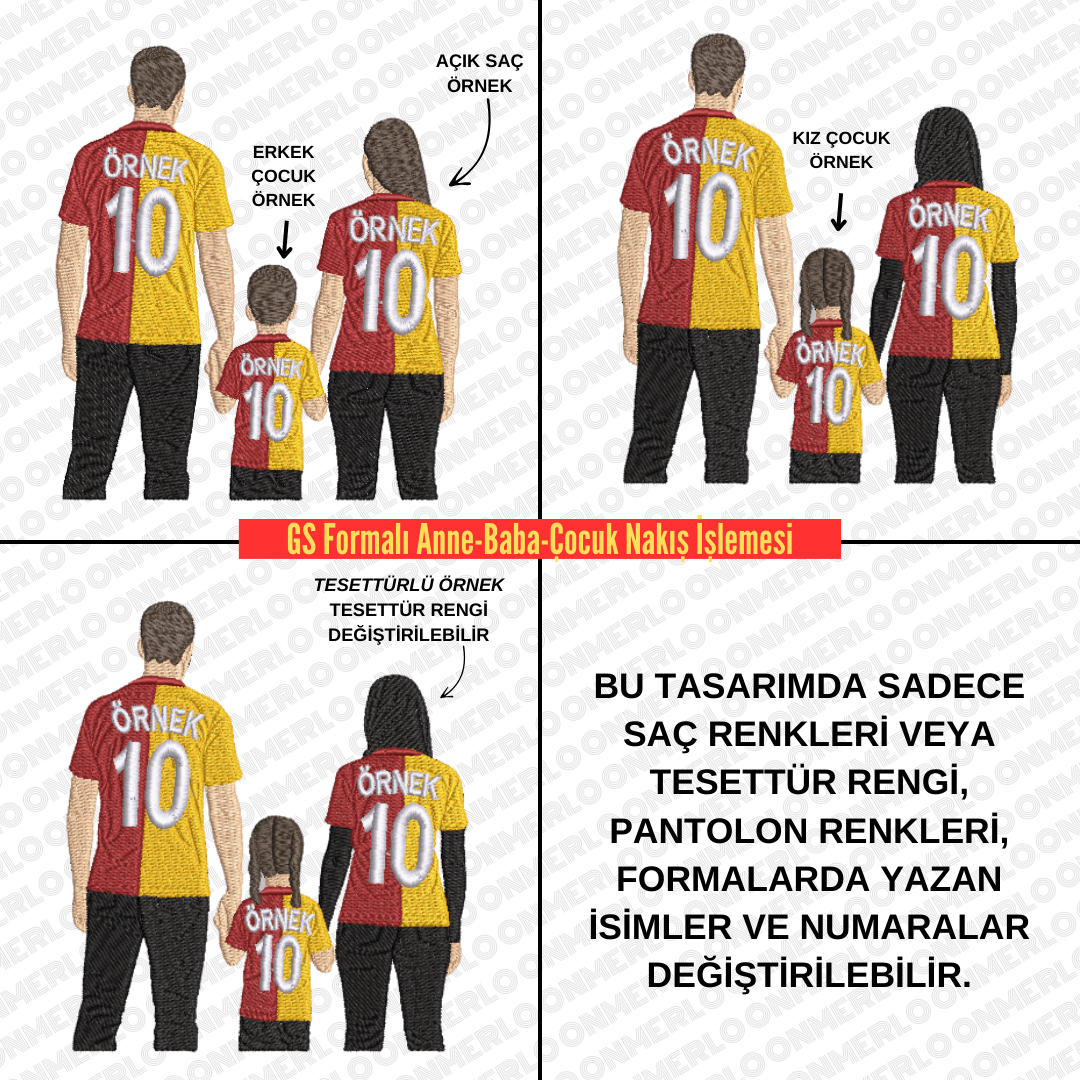 GS Formalı Anne-Baba-Çocuk Nakışı