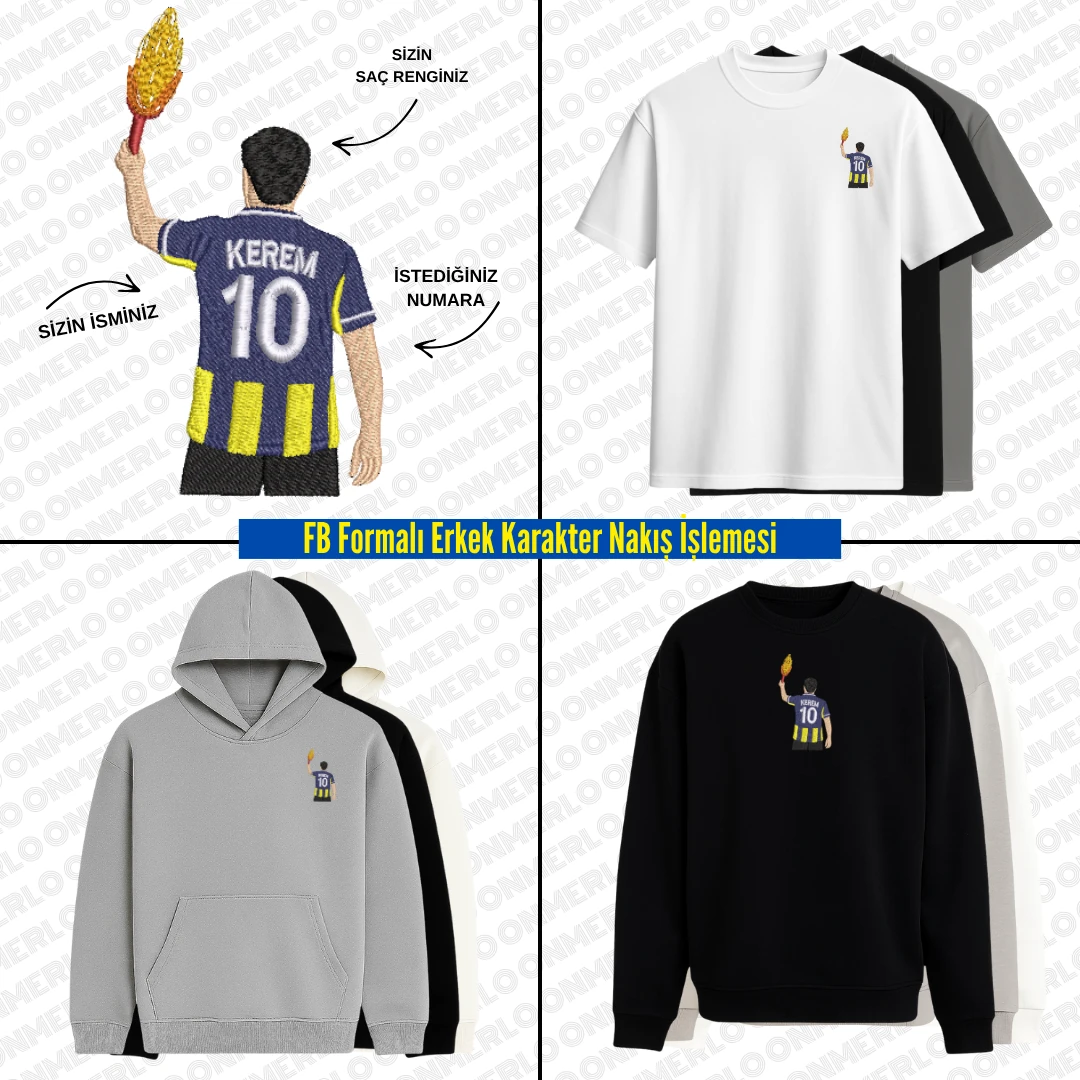 FB Formalı Erkek Karakter Nakış İşlemesi