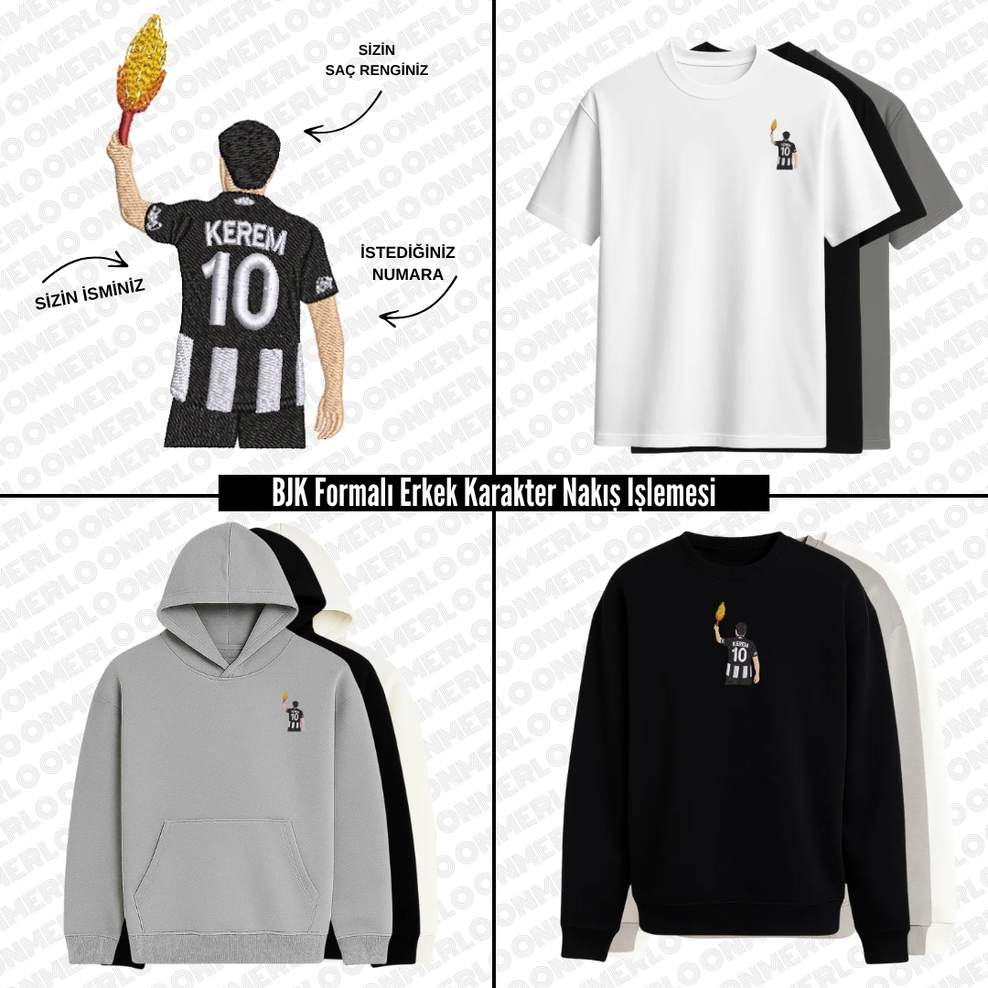 BJK Formalı Erkek Karakter Nakış İşlemesi