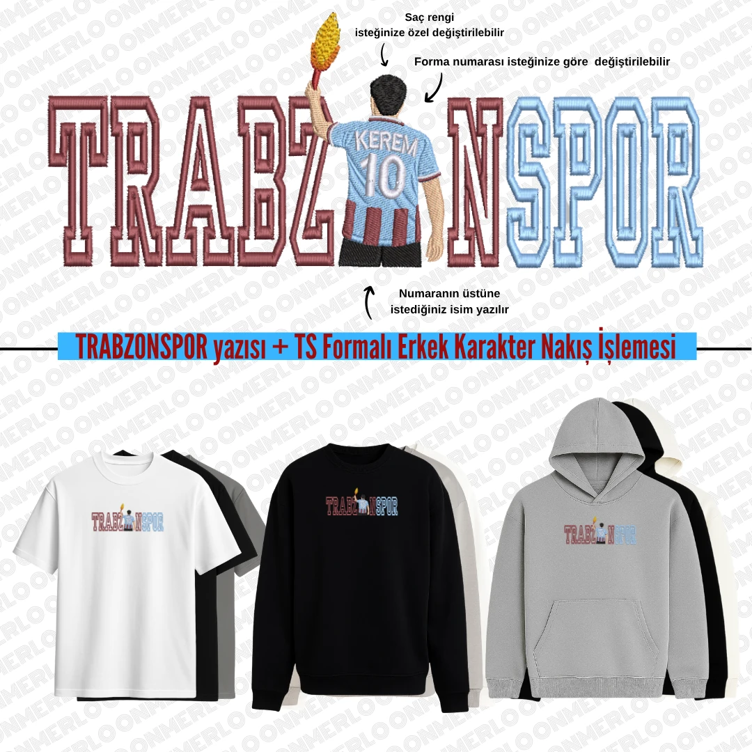 TS Yazısı + Formalı Erkek Karakter Nakış İşlemesi