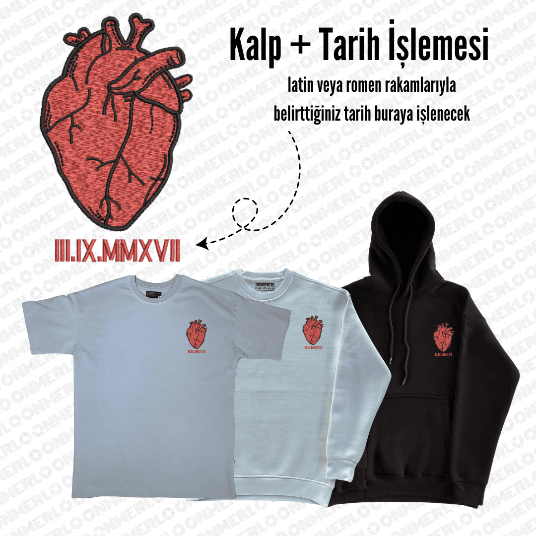 Kalp + Tarih Nakışı