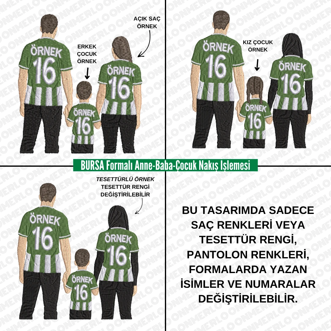 BS Formalı Anne-Baba-Çocuk Nakışı
