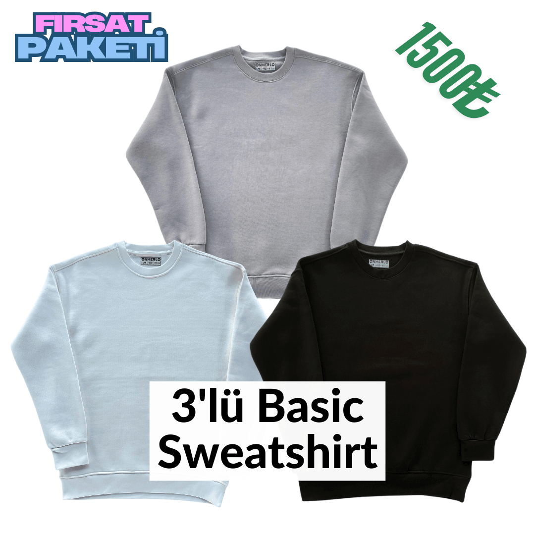 3'lü Basic Sweatshirt