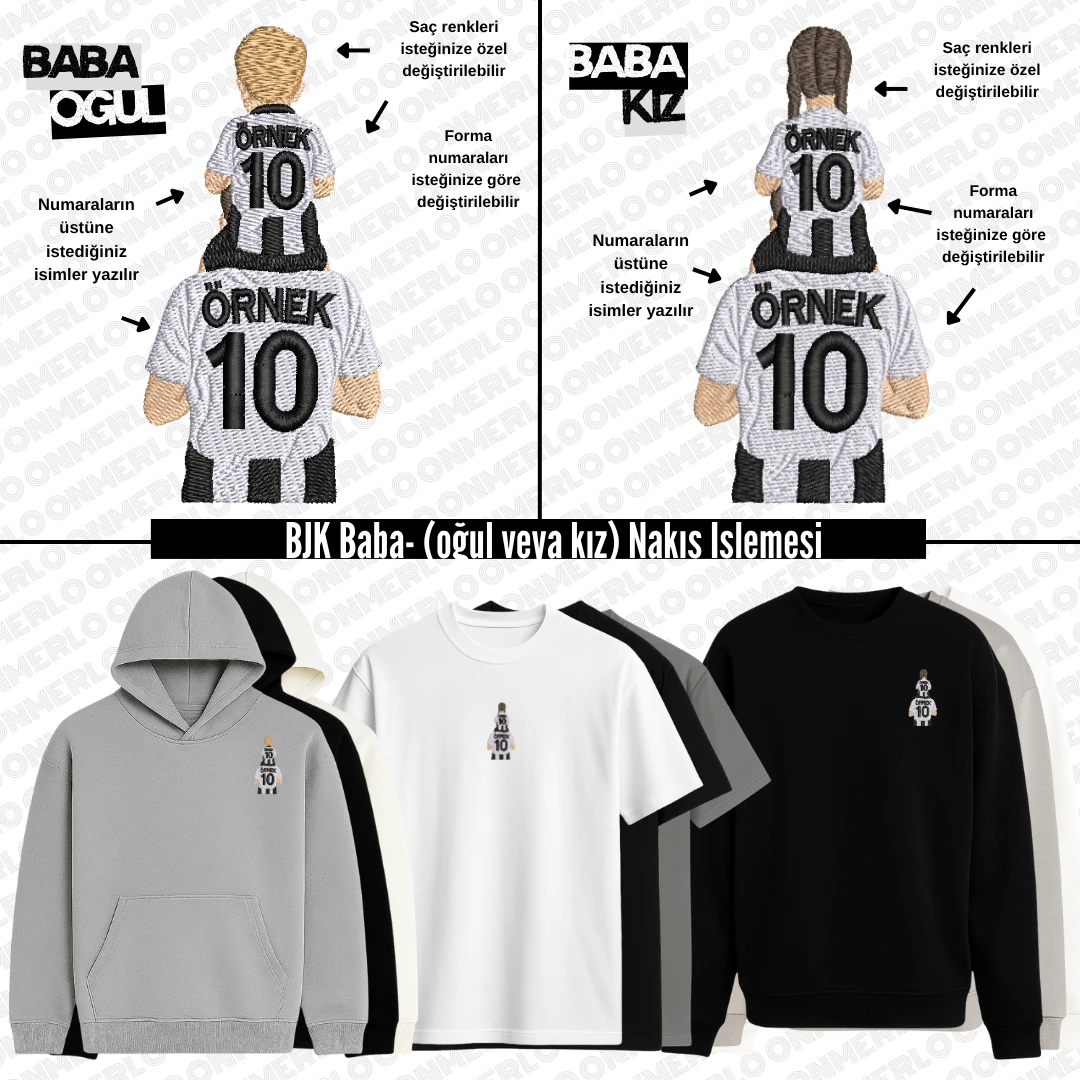 BJK Formalı Baba (Oğul veya Kız) Nakışı