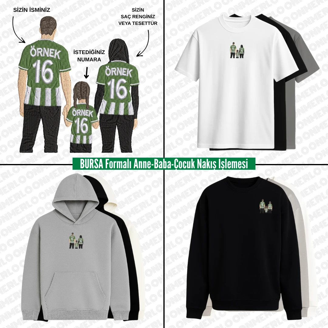BS Formalı Anne-Baba-Çocuk Nakışı