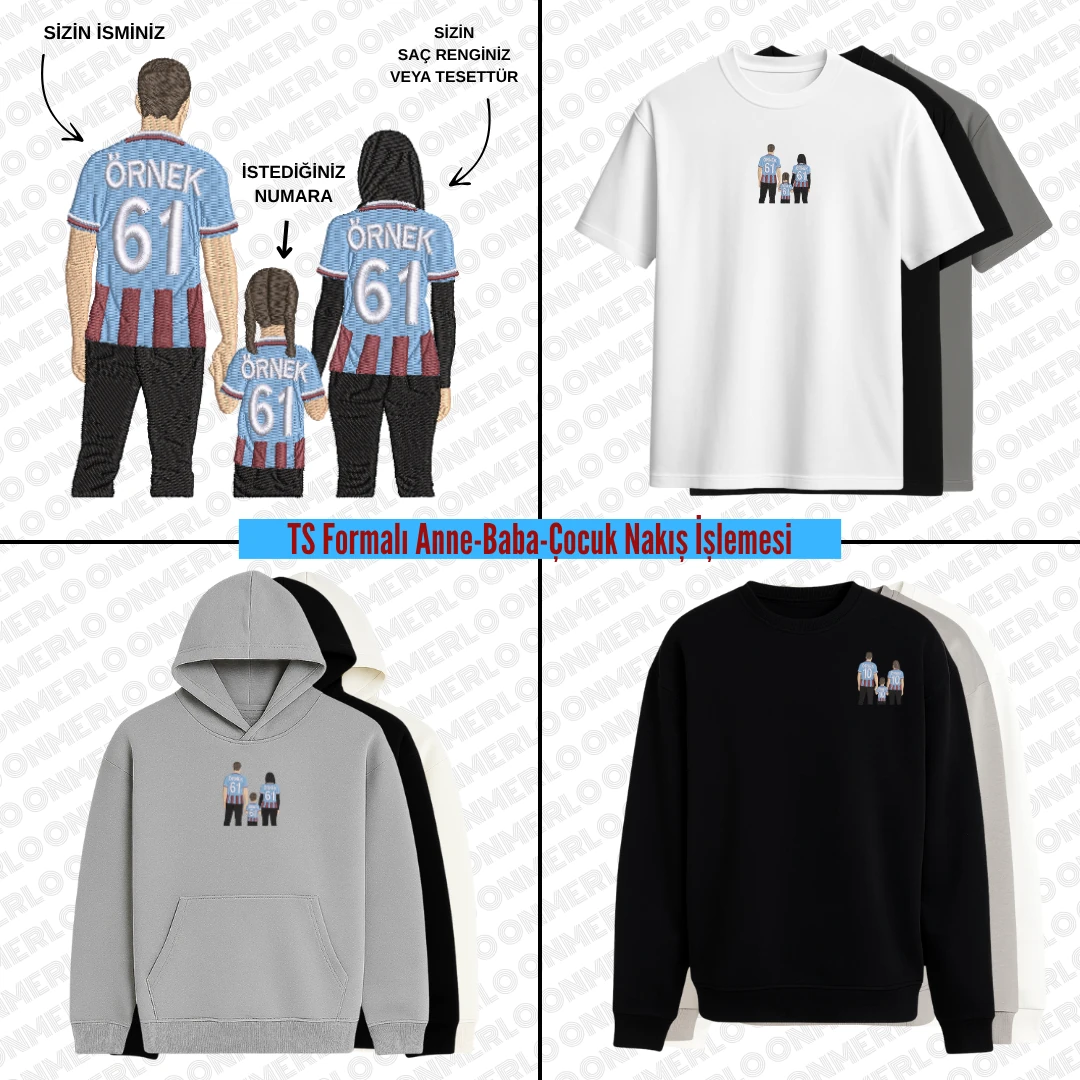 TS Formalı Anne-Baba-Çocuk Nakışı