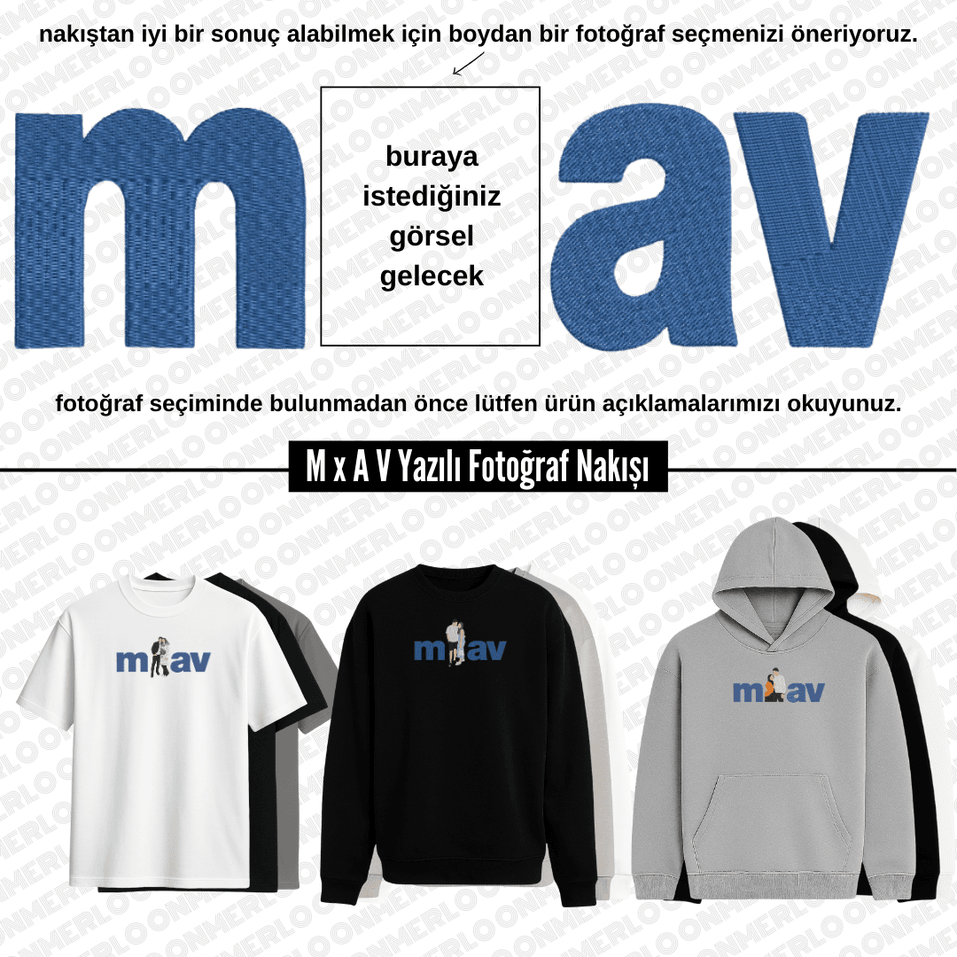 M x A V Yazılı Fotoğraf Nakışı