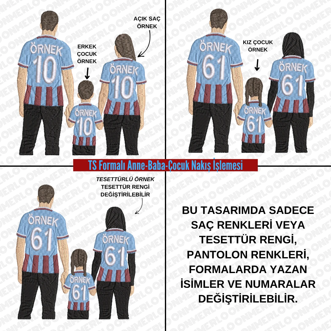 TS Formalı Anne-Baba-Çocuk Nakışı