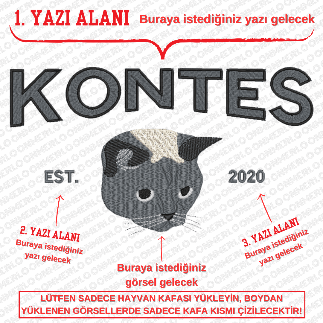 Yazı + Hayvan Kafası Nakışı