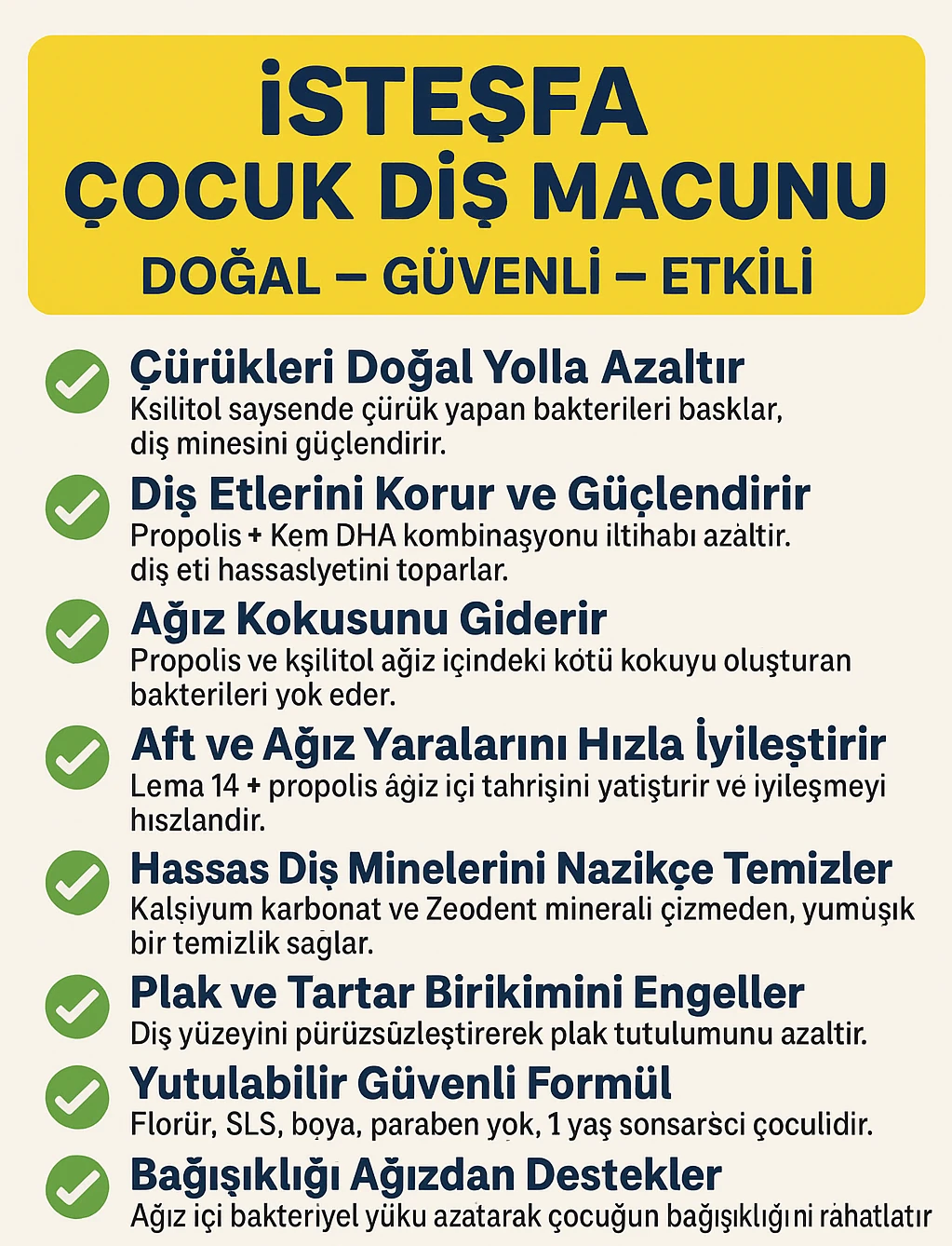 Çocuk Diş Macunu 100 ml (meyve aromalı) 
