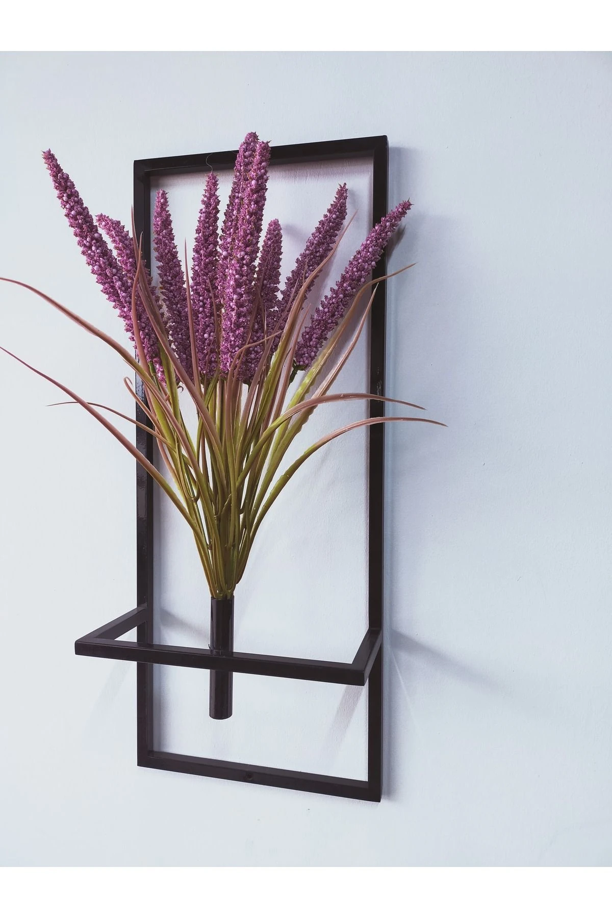 Dekoratif Metal Saksıda Yapay Çiçek Darı Aranjman Duvar Saksısı DDS-M204