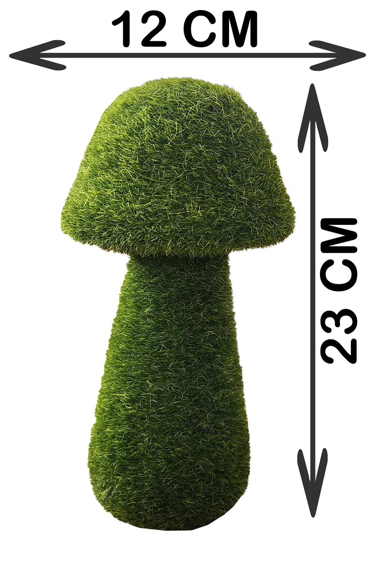 Dekoratif Yeşil Yapay Yosun Bahçe Süsü Mini Strafor Uzun Mantar 23x12 cm