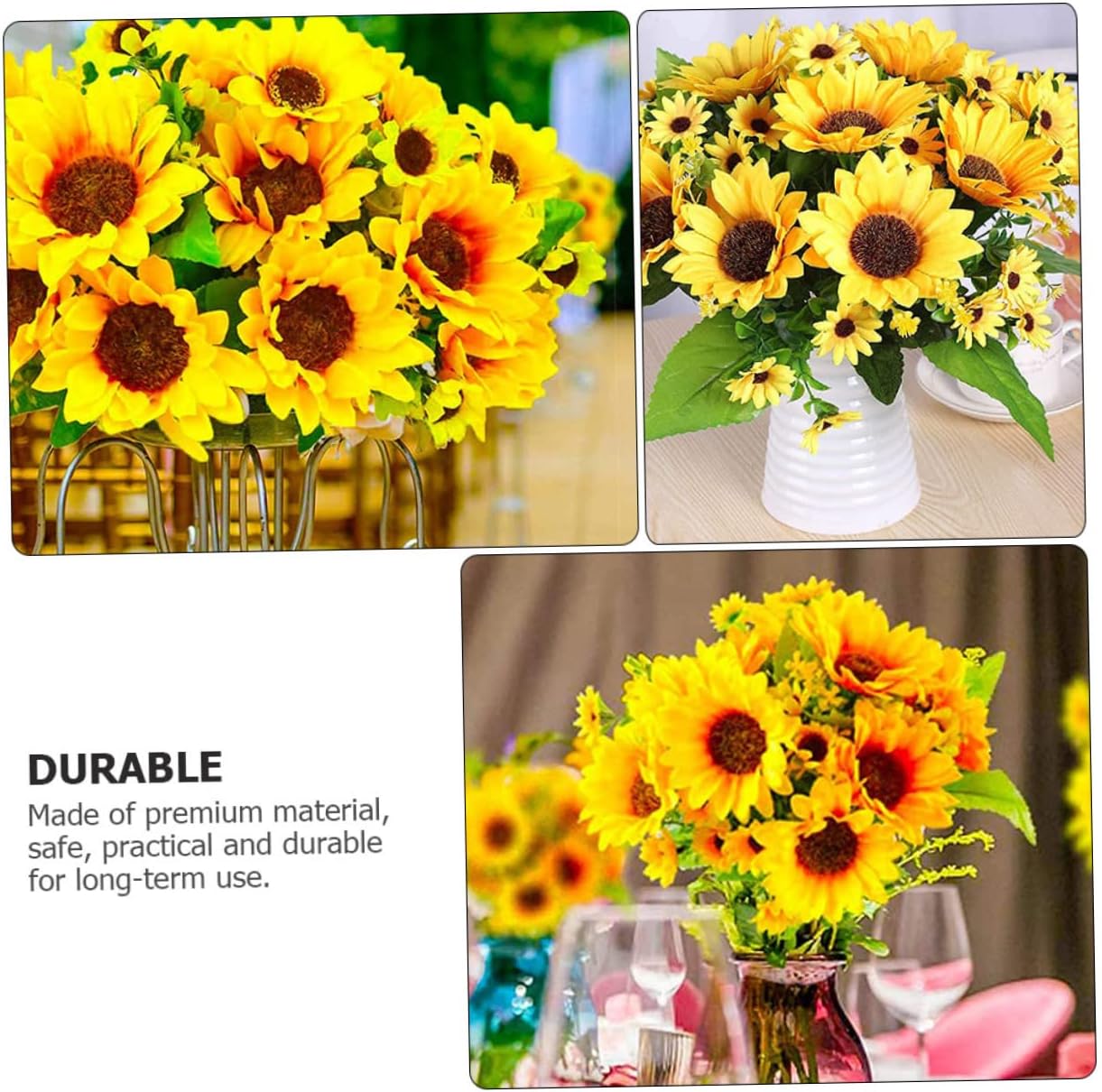 Yapay Ayçiçeği Demeti Dolu Dolu Aranjmanlı 7 Dallı 14 Çiçekli 42 Cm 1.Kalite