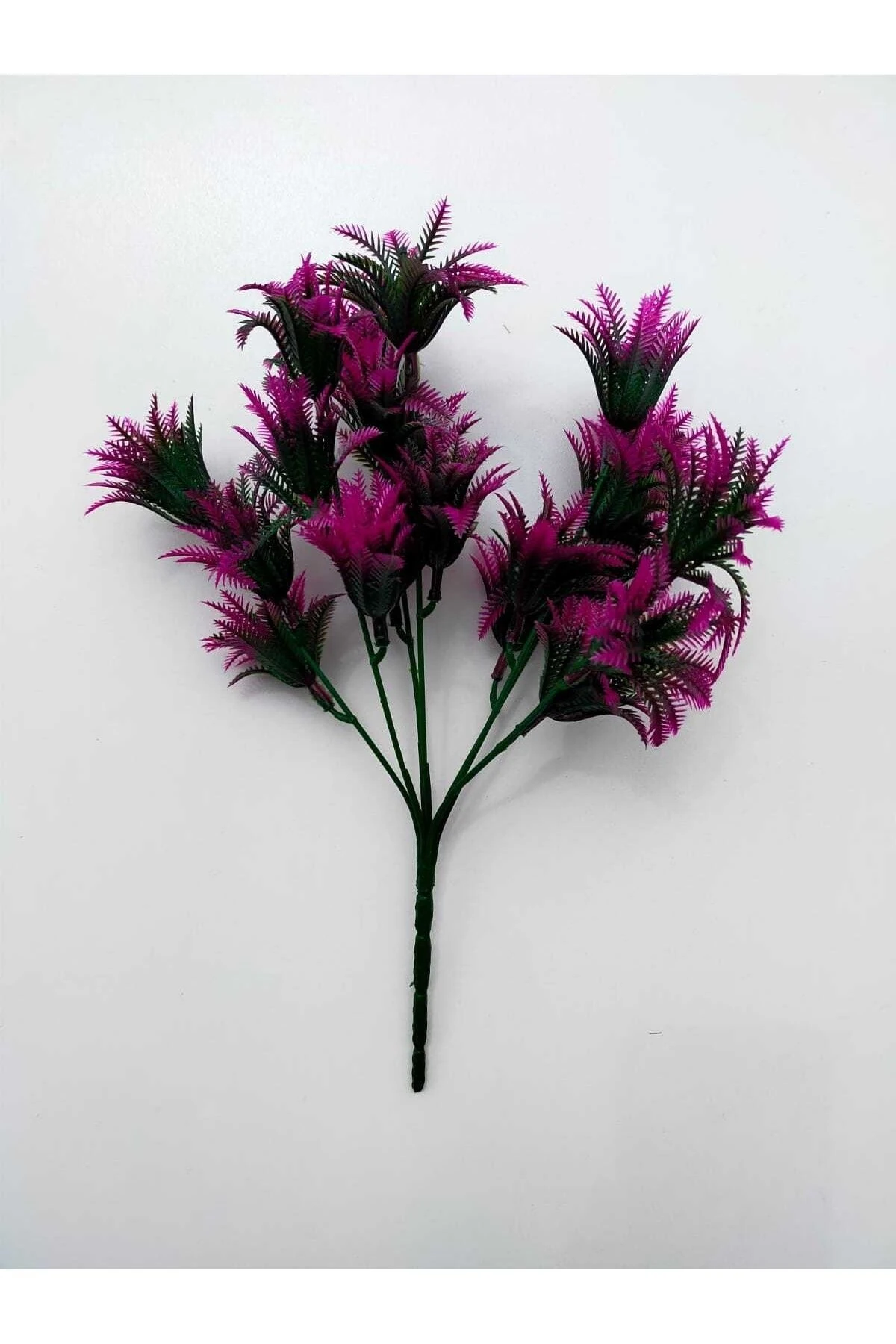 Yapay Çiçek Mini Yeşil, Beyaz Sıkas Demeti 5 Dal Garnitür Aranjman Dikey Bahçe Saksı Yeşillik 29 Cm