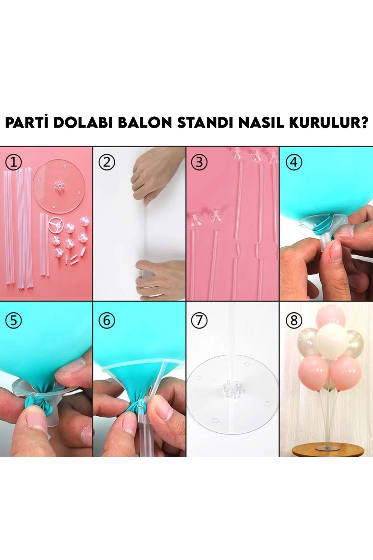 2 Adet Balon Süsleme Standı 7li Çubuklu Ikili Set Ayaklı Stand