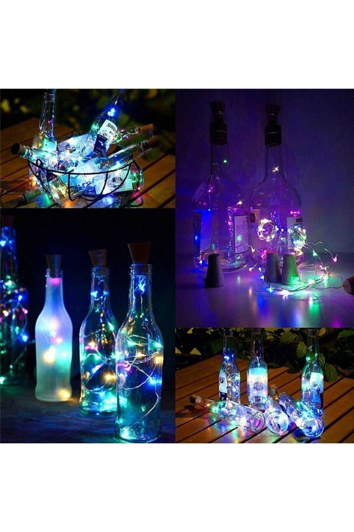 Mantar Tıpalı Peri Led 2 mt Renkli Şişe Led Piller