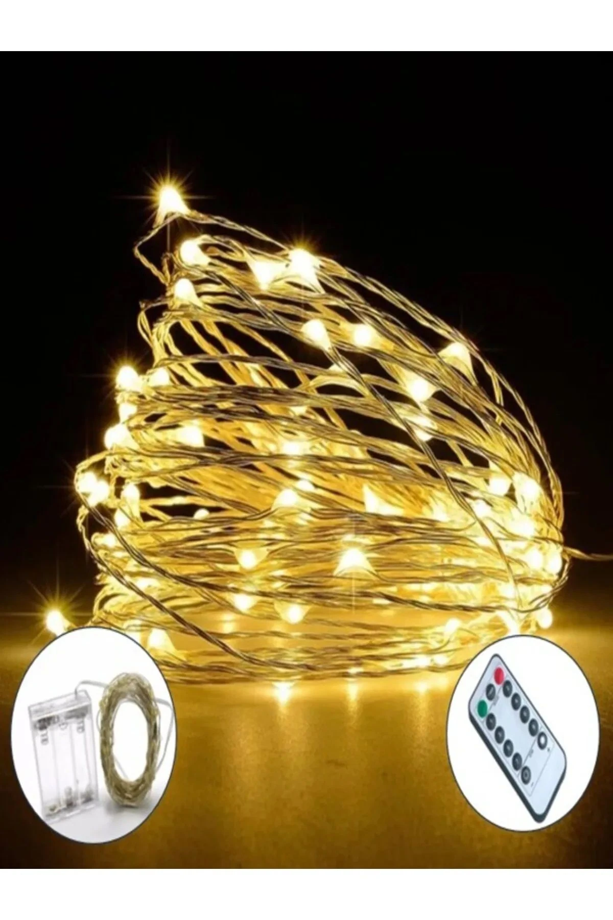 Kumandalı Animasyonlu 10 Metre Pilli Peri Led Günışığı Fonksiyonlu Dekoratif Led