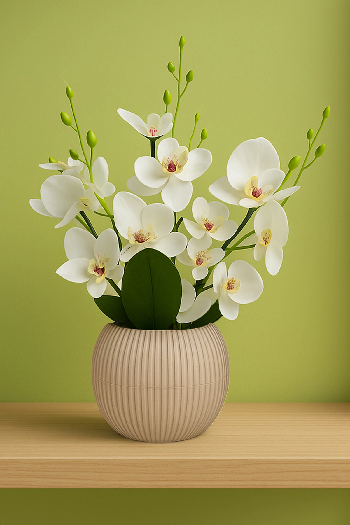 5 Dallı Yapay Orkide Saksıda Çiçek Süsleme Ev Ofis Süsü