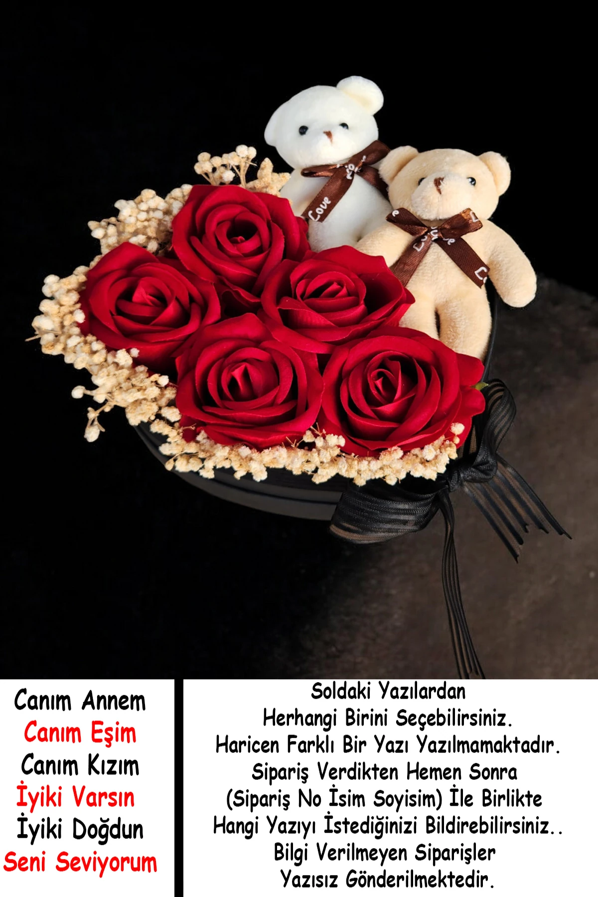 Kalpli Kutuda Yapay Kadife Gül Ve Ayıcık Detaylı Doğum Günü Sevgiliye Özel Gün Hediyesi