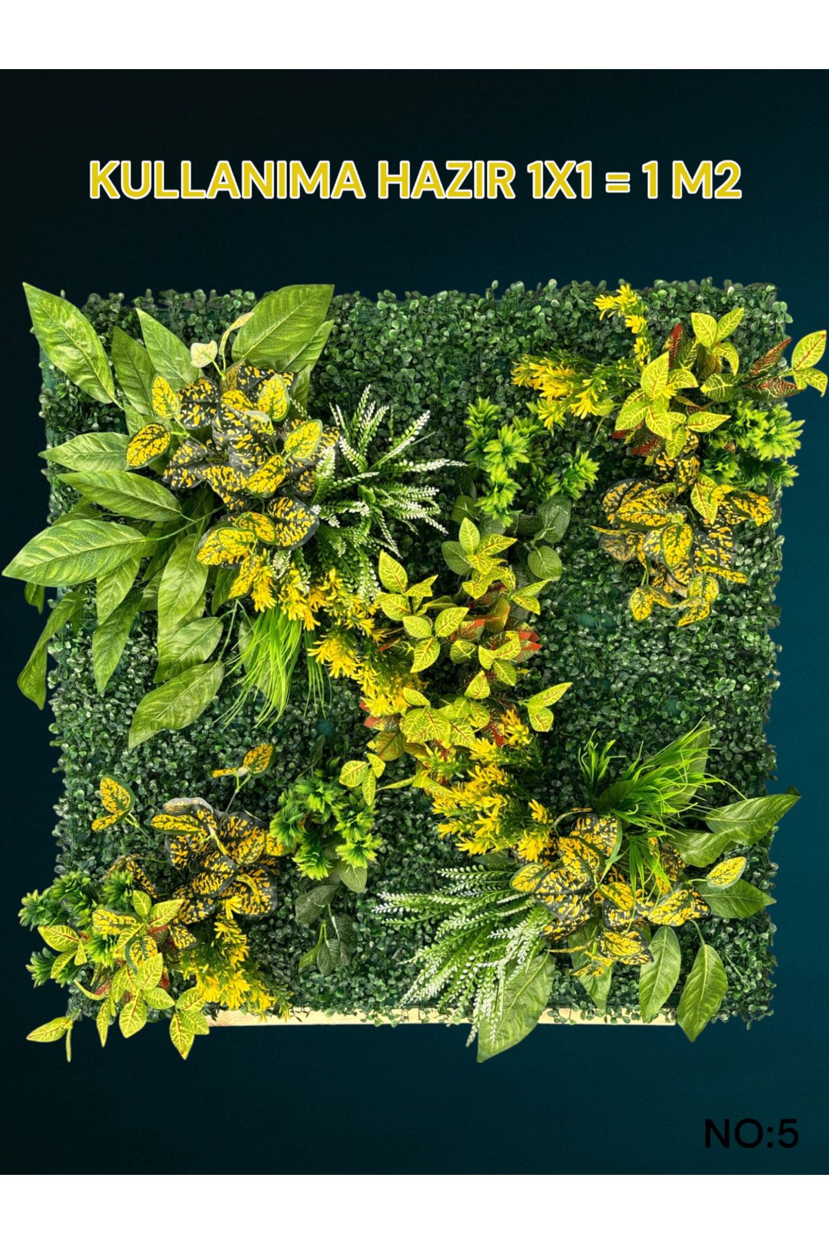 1 M2 Hazır Dikey Bahçe Duvar Dekorasyon Paneli Şimşir Panel Yapay Çiçek 1x1 Metre MODEL:5