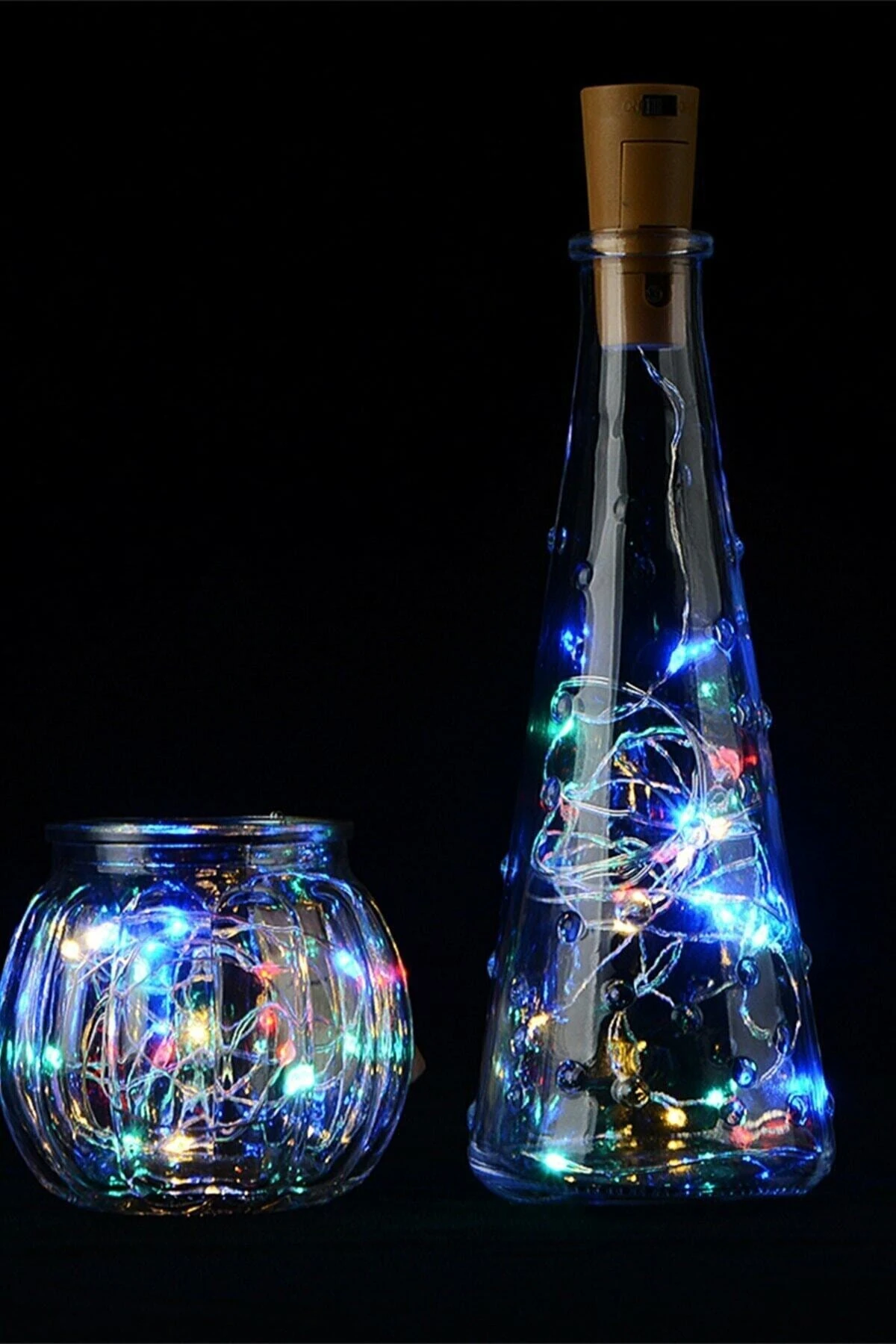 Mantar Tıpalı Peri Led 2 mt Renkli Şişe Led Piller
