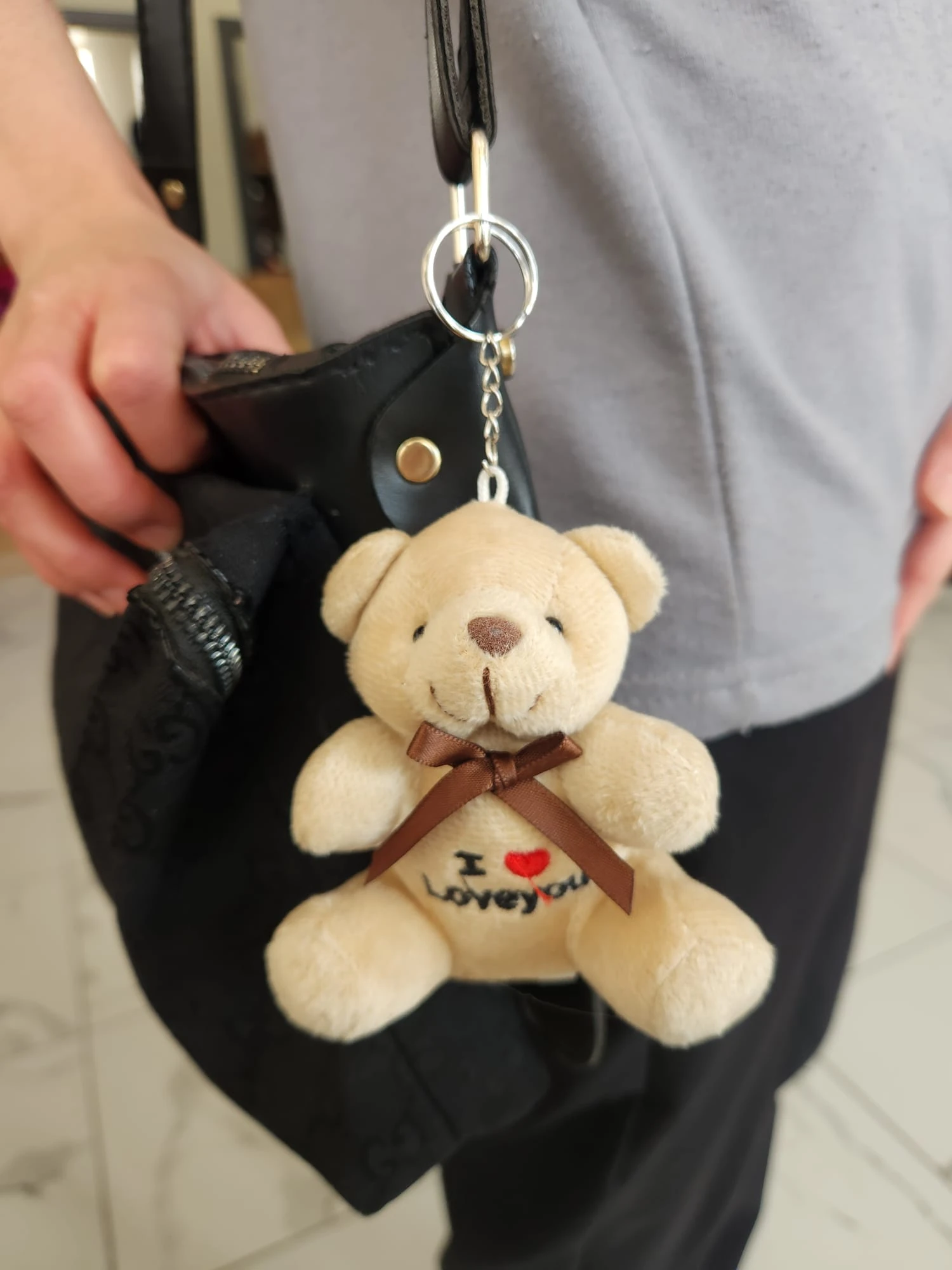 I Love You Yazılı Lüks Peluş Ayıcık Anahtarlık 10 cm Süsleme Malzemesi