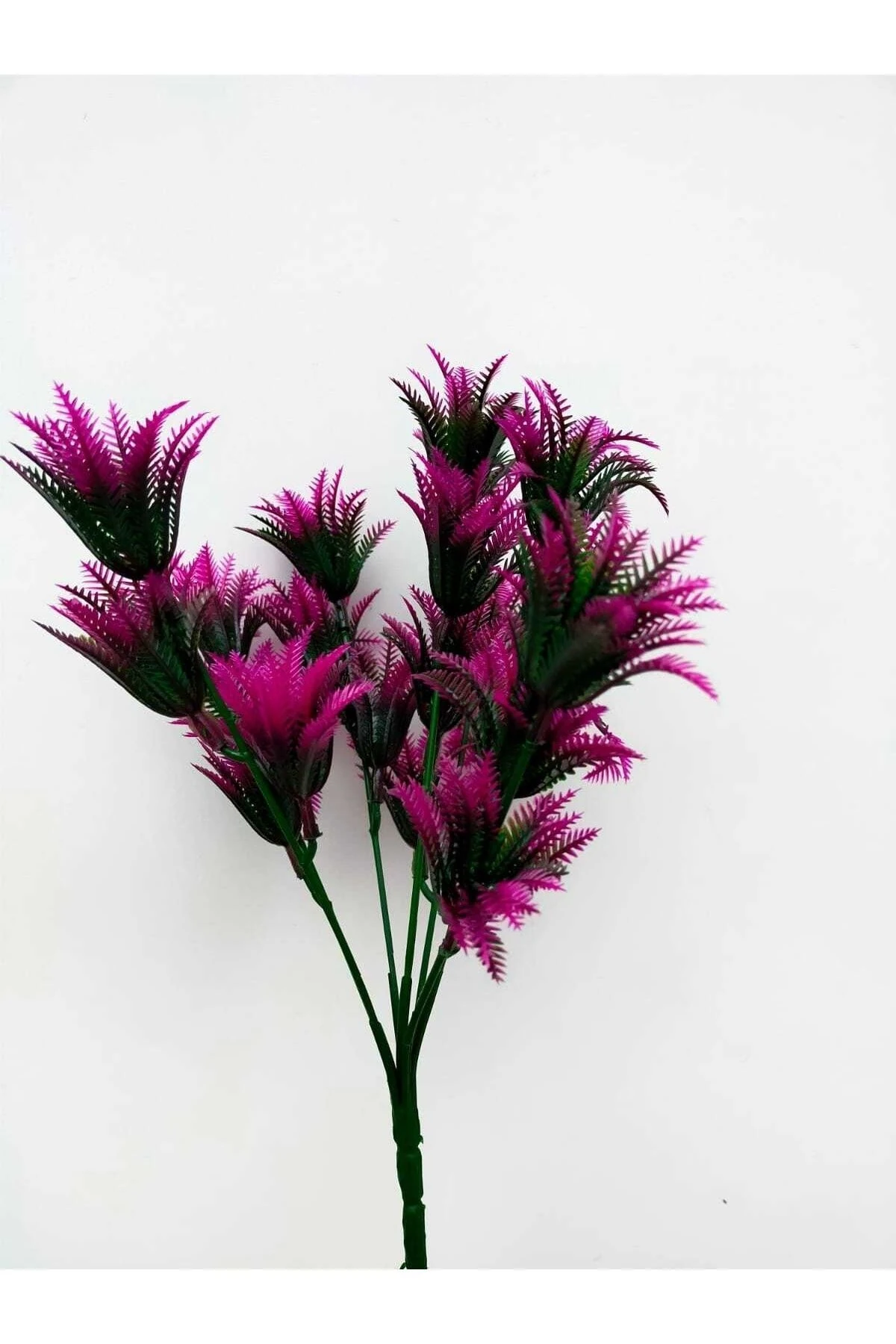 Yapay Çiçek Mini Yeşil, Beyaz Sıkas Demeti 5 Dal Garnitür Aranjman Dikey Bahçe Saksı Yeşillik 29 Cm