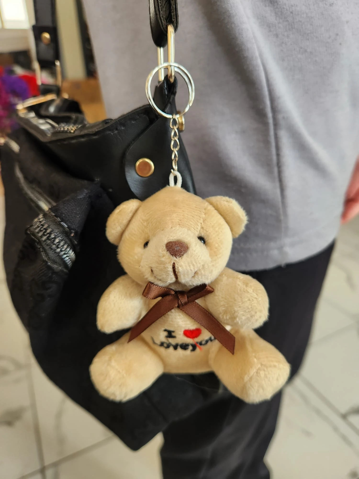 I Love You Yazılı Lüks Peluş Ayıcık Anahtarlık 10 cm Süsleme Malzemesi