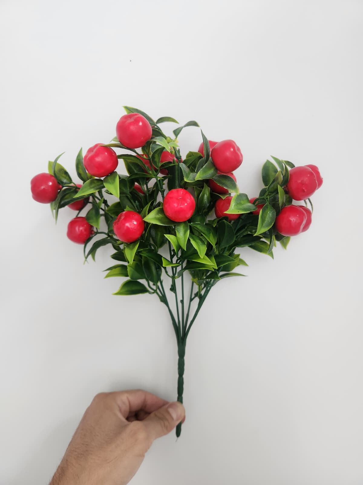 Yapay Çiçek Demet Yoğun Yapraklı Yeşil Meyve 35 Cm