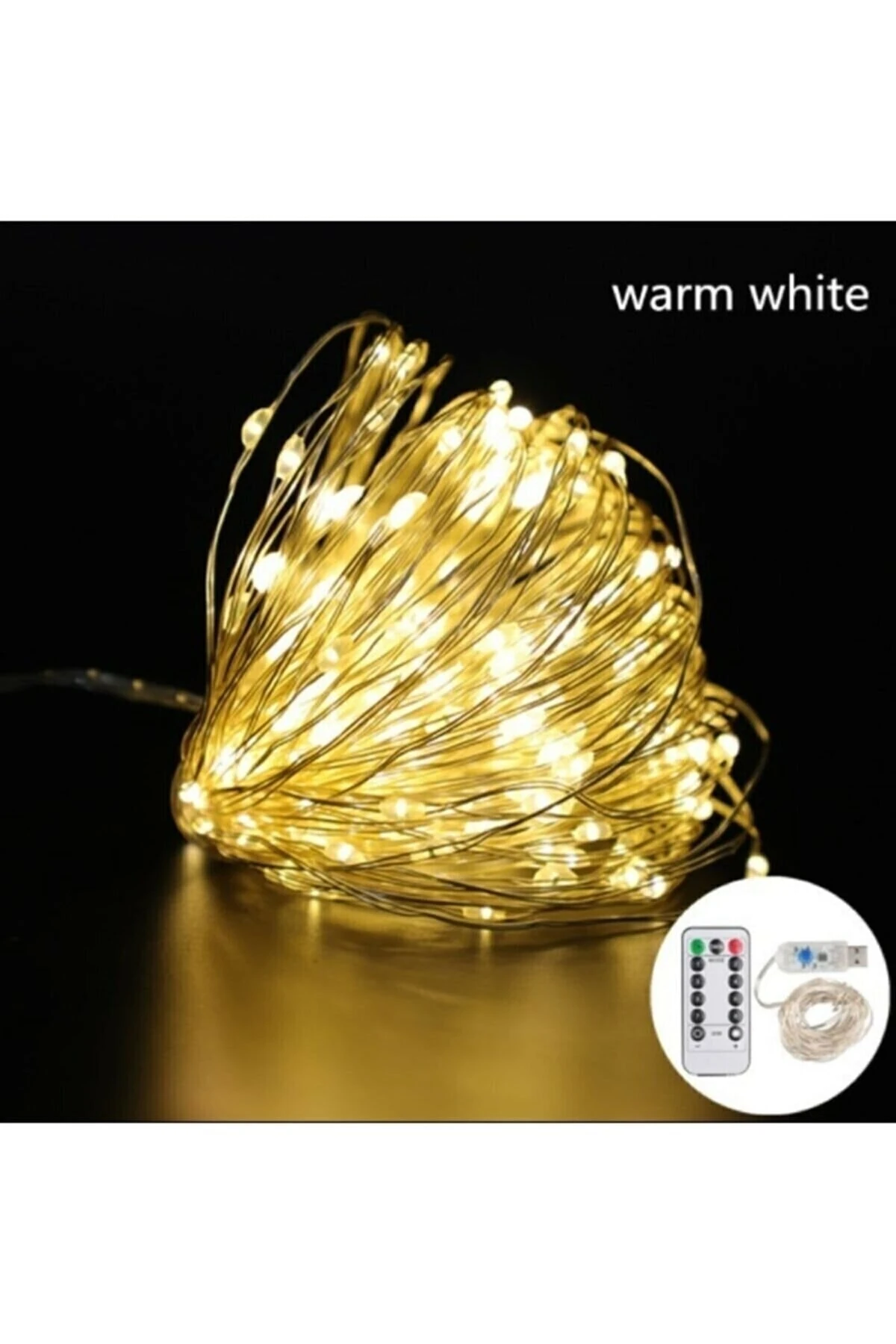 8 Modlu Usb'li Kumandalı Peri Led 5 Metre Beyaz