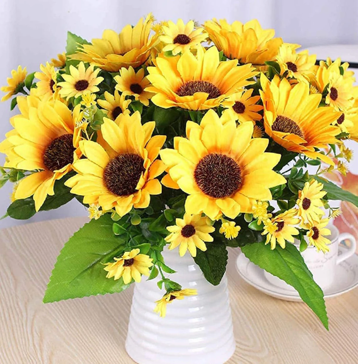 Yapay Ayçiçeği Demeti Dolu Dolu Aranjmanlı 7 Dallı 14 Çiçekli 42 Cm 1.Kalite