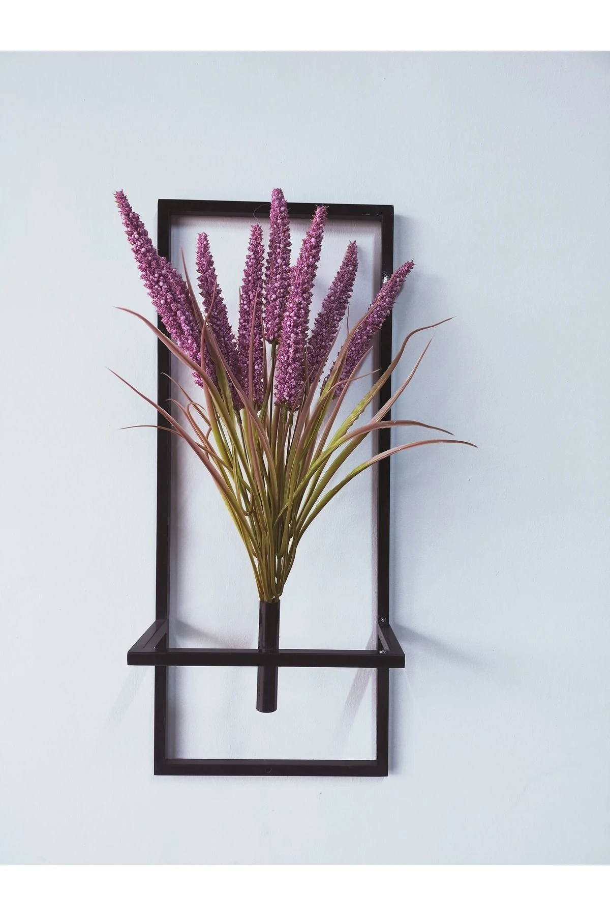 Dekoratif Metal Saksıda Yapay Çiçek Darı Aranjman Duvar Saksısı DDS-M204