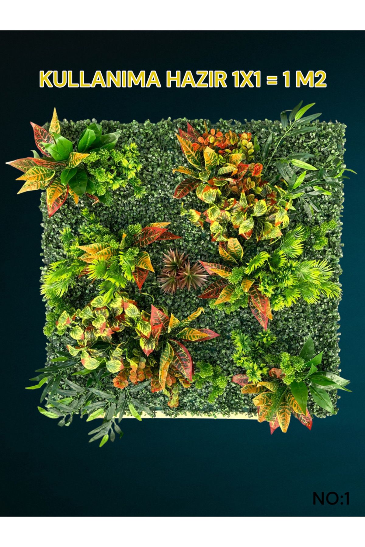 1 M2 Hazır Dikey Bahçe Duvar Dekorasyon Paneli Şimşir Panel Yapay Çiçek 1x1 Metre MODEL:1