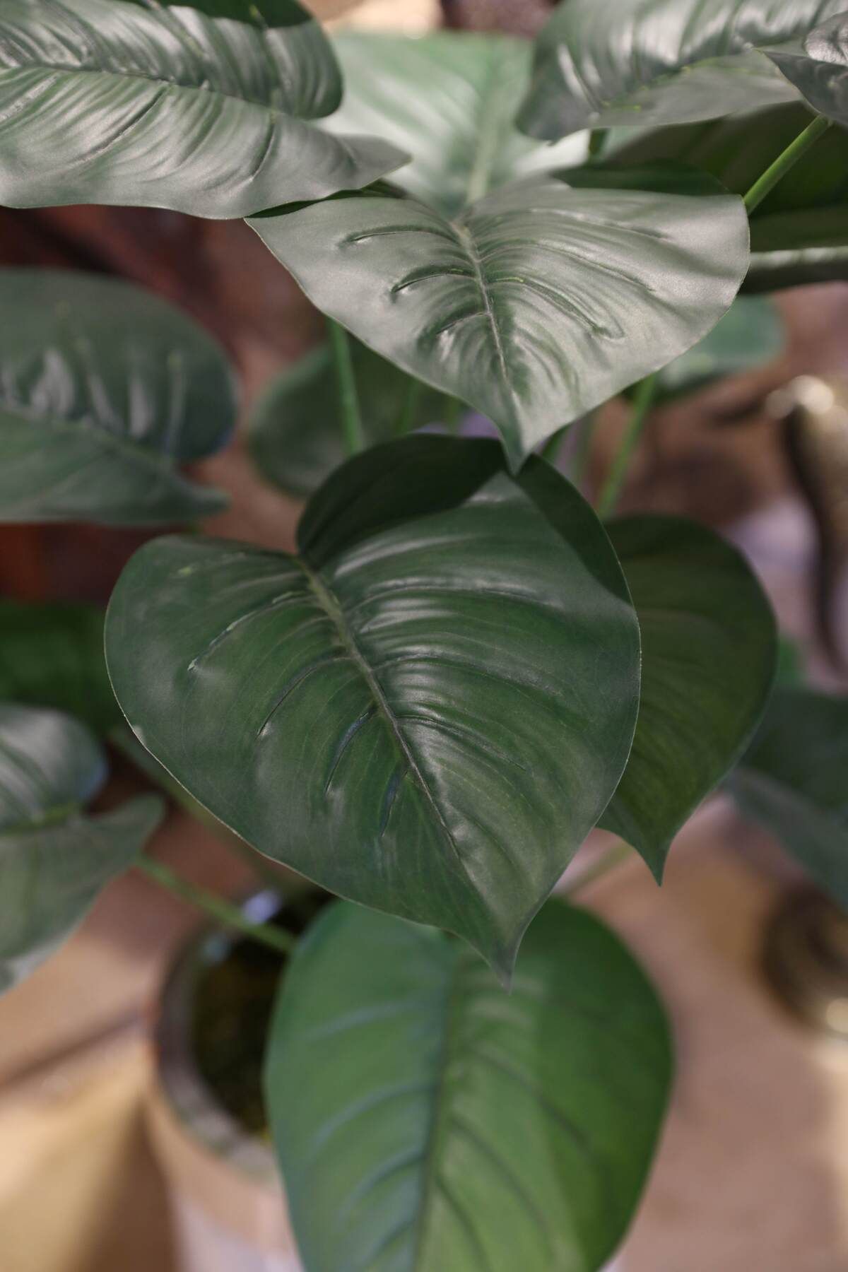 Beyaz Metal Saksılı Yapay Çiçek Büyük Boy Salon Çiçeği 80 Cm