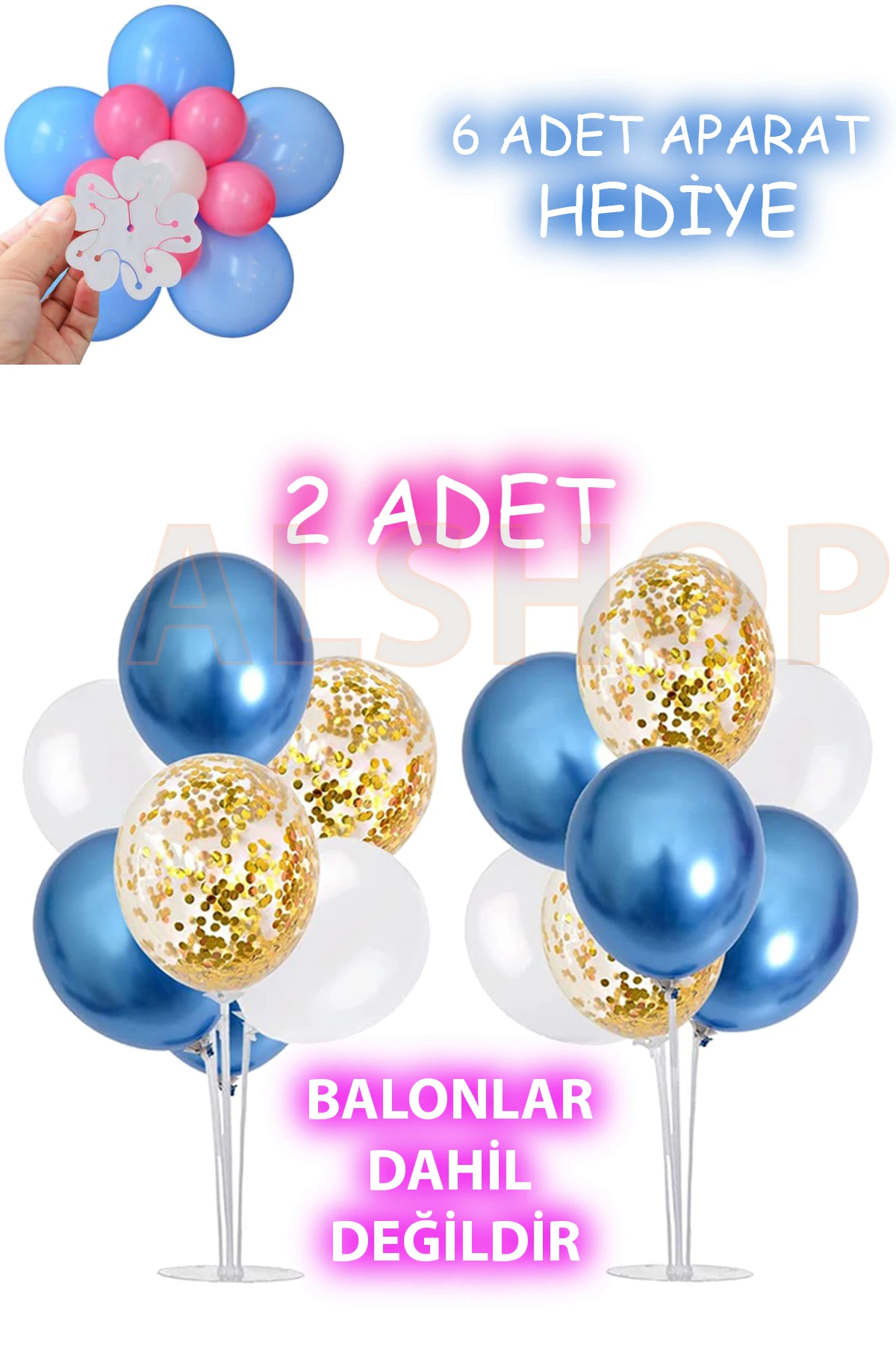 2 Adet Balon Süsleme Standı 7li Çubuklu Ikili Set Ayaklı Stand