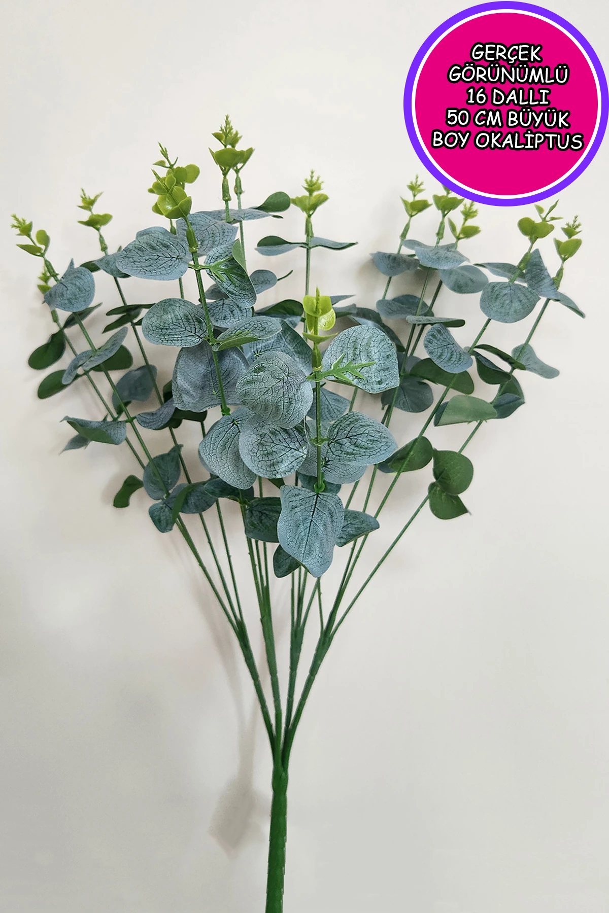 Gerçek Görünümlü 4 Demet 16 Dallı Okaliptus Yapay Çiçek Bitki 1.Sınıf Kalite