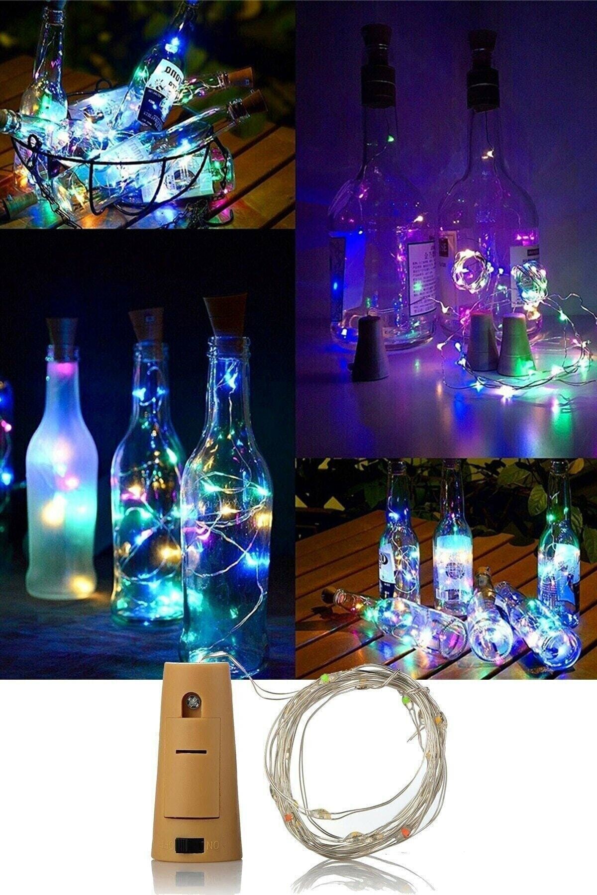 Mantar Tıpalı Peri Led 2 mt Renkli Şişe Led Piller