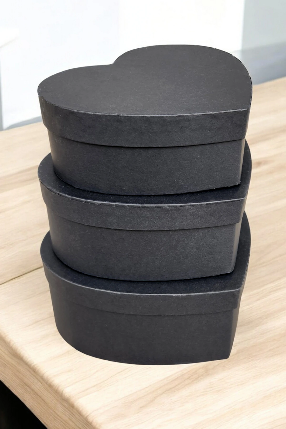 Kalpli Hediyelik Karton Kutu Seti 3 lü Siyah