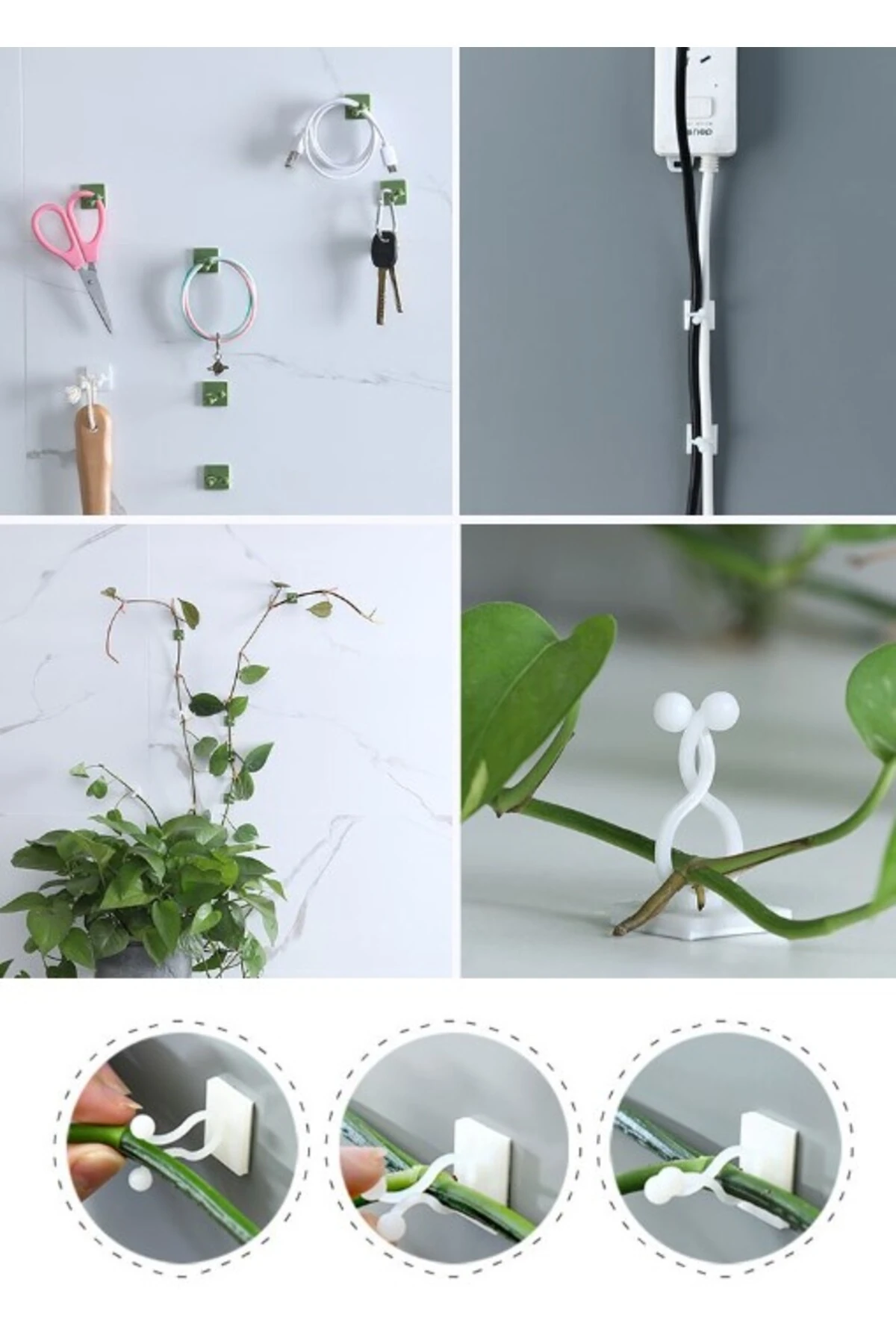 10 Adet Sarmaşık Ve Kablo Düzenleyici Çok Amaçlı Klips