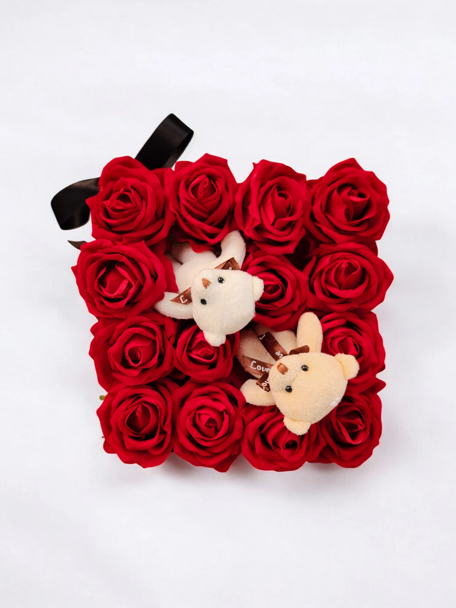 Büyük Kare Kutuda Yapay Gül Ayıcık Hediye Kutusu Sevgiliye Doğum Günü Özel Gün Hediyesi