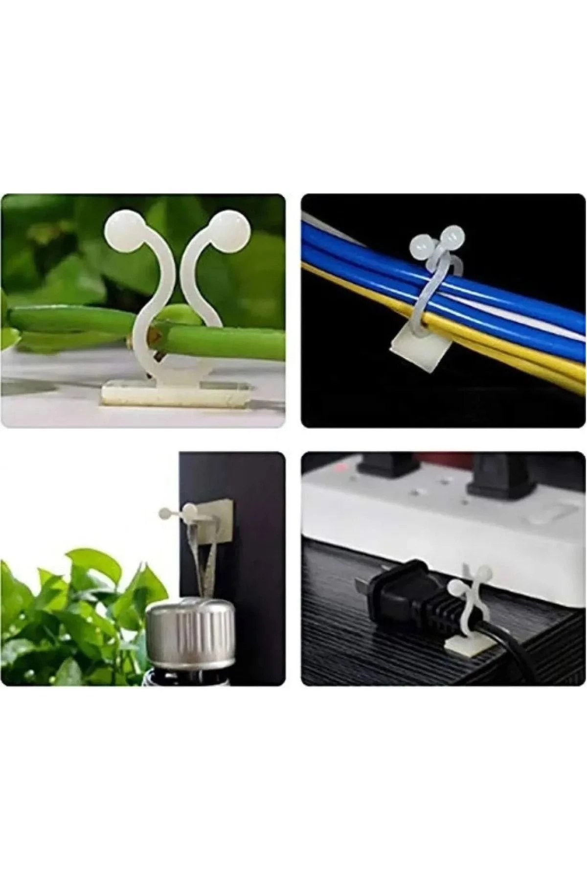 10 Adet Sarmaşık Çiçek Ve Kablo Düzenleyici Çok Amaçlı Yapışkanlı Klips