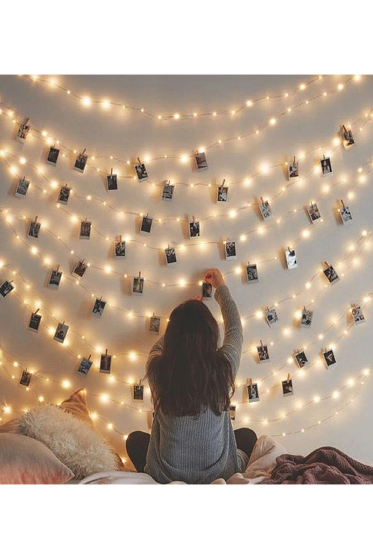 Peri Led Işık Piller Dahil 5 Metre Gün Işığı 50 Ledli +25 Adet Mini Mandal