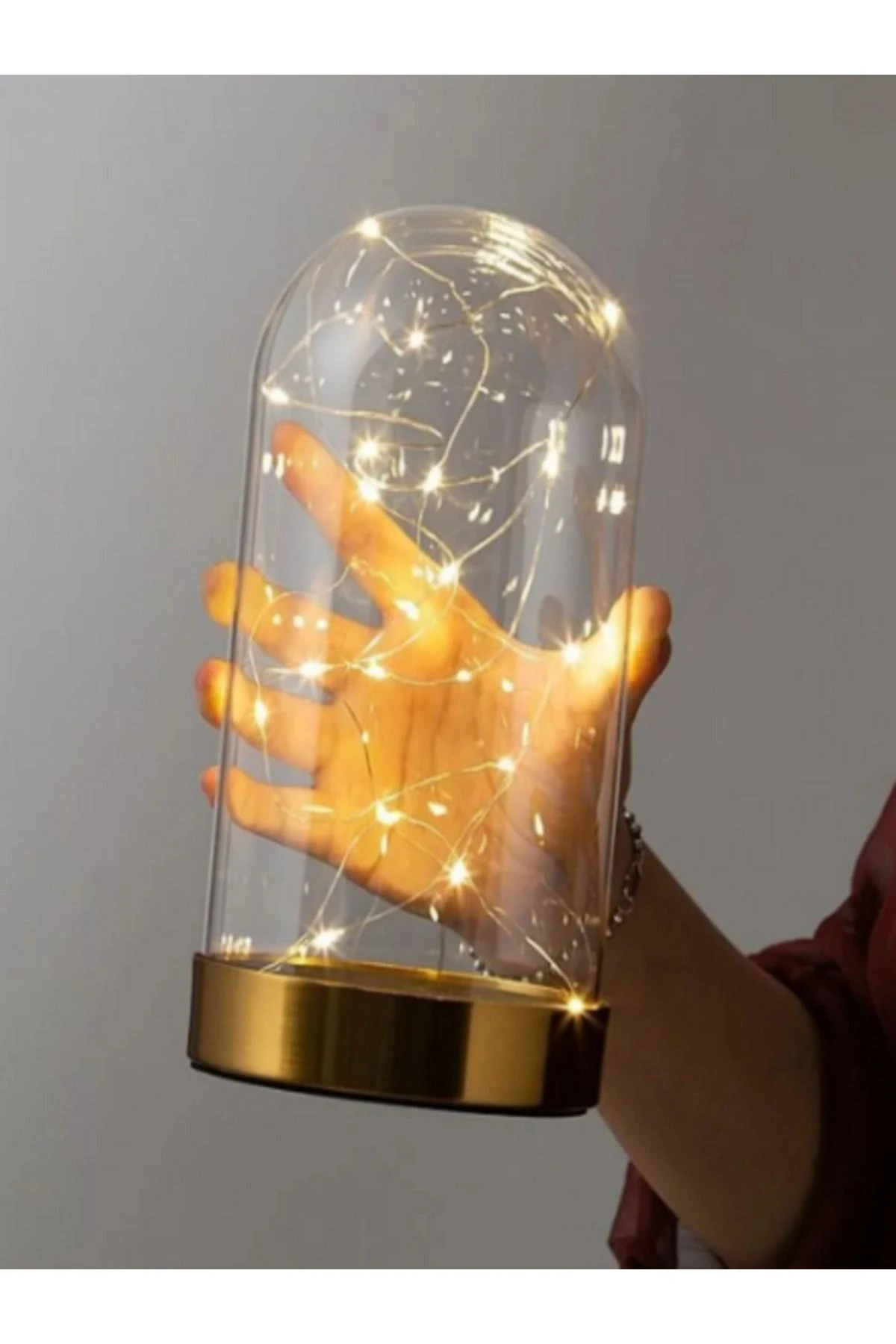 Led Işıklı Gold Ters Fanus 3 Metre Peri Tel Gün Işığı Gold Teraryum Dekoratif Organizasyon Süsleme