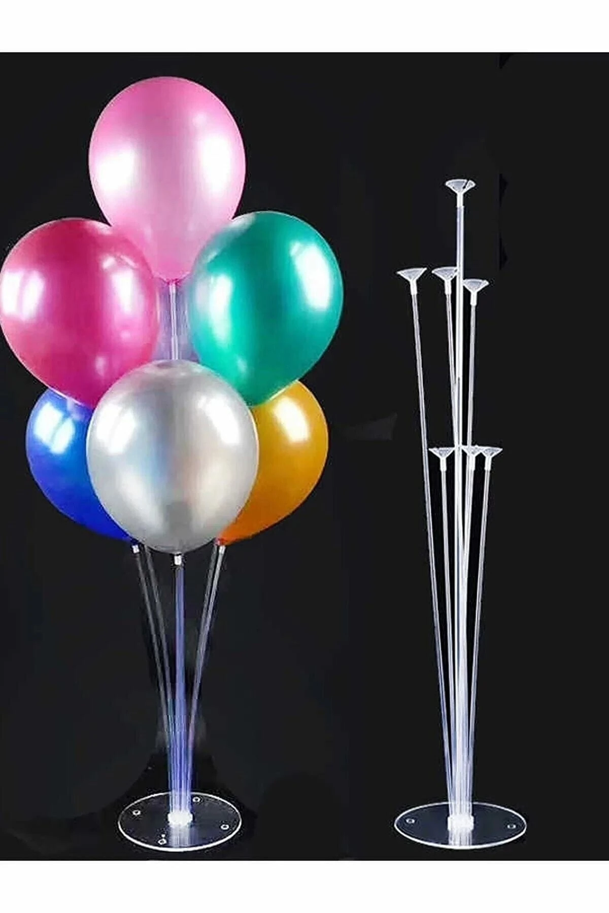 2 Adet Balon Süsleme Standı 7li Çubuklu Ikili Set Ayaklı Stand